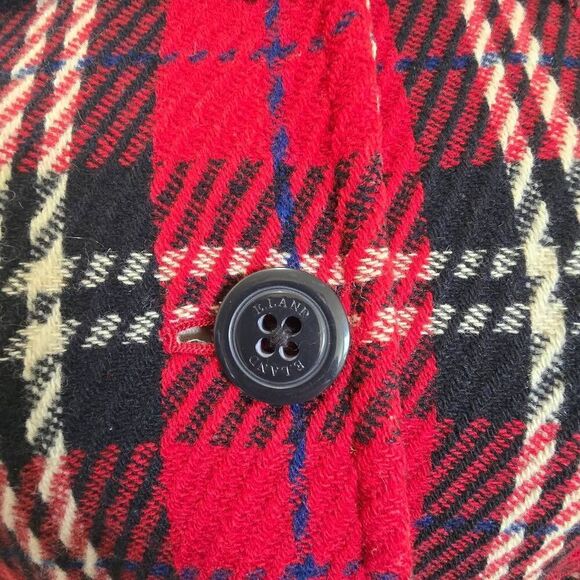 E.land Univ. Marine Club SB Red/Blk/Blue Plaid Belted Jkt., Vtg., Sz. 6, EUC - Picture 2 of 8